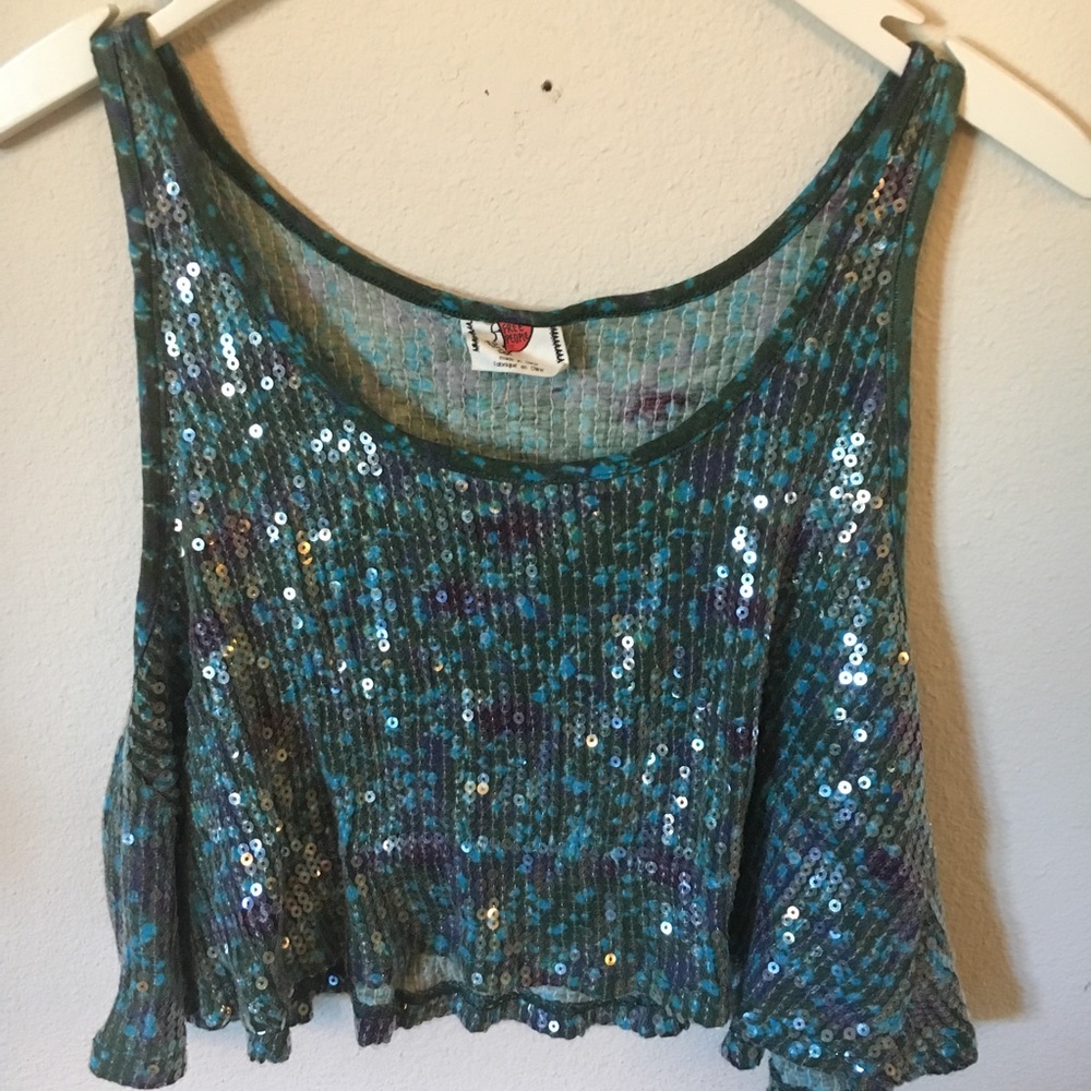 Free People Sequin Crop Top Size XS